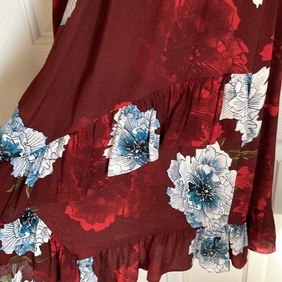 Plenty by Tracy Reese aleah floral surplice wrap ruffle midi dress size XS - Picture 5 of 8